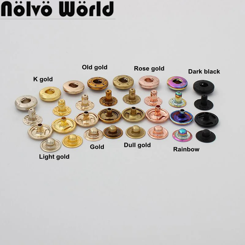 Snap Fastener Set - 20-100 комплектов, Радуга, 12 мм, 10
