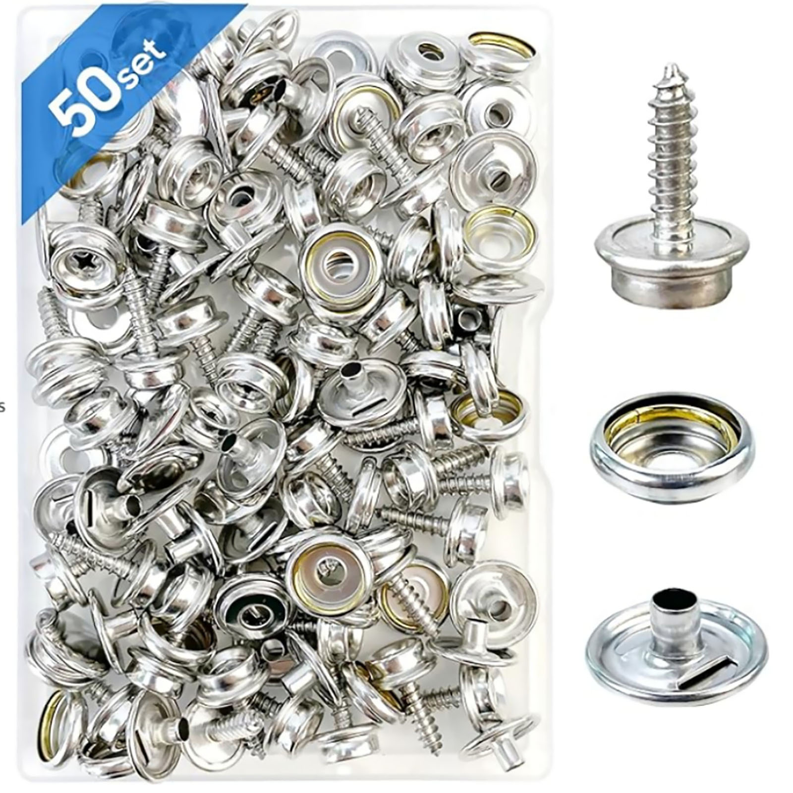Snap Fastener Set - 50 комплектов из нержавеющей стали для